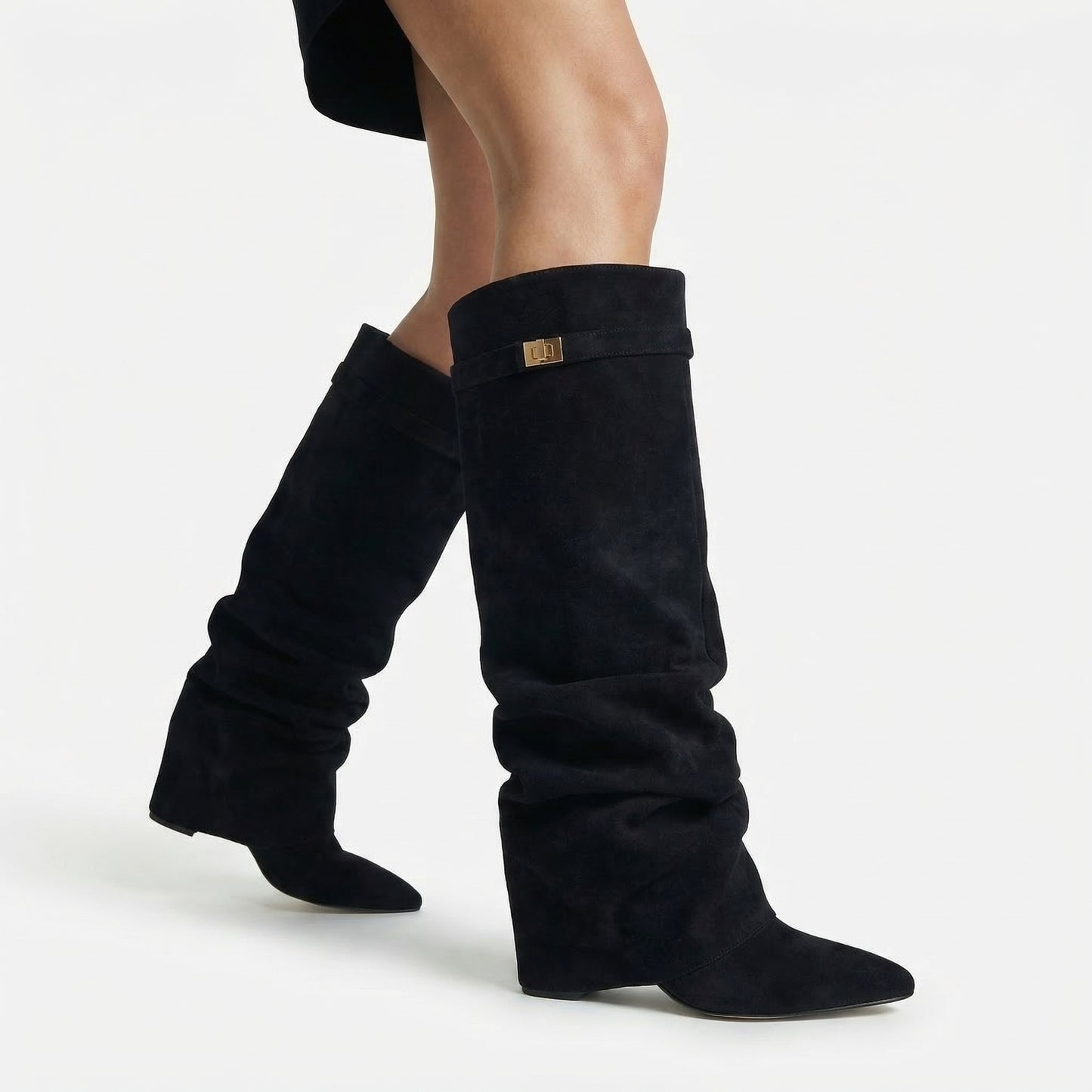 Maëlle Women’s Slouchy Suede Knee-High Boots Buckle