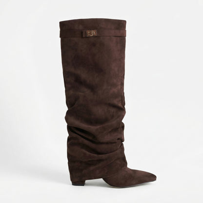 Maëlle Women’s Slouchy Suede Knee-High Boots Buckle