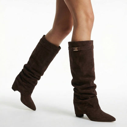 Maëlle Women’s Slouchy Suede Knee-High Boots Buckle
