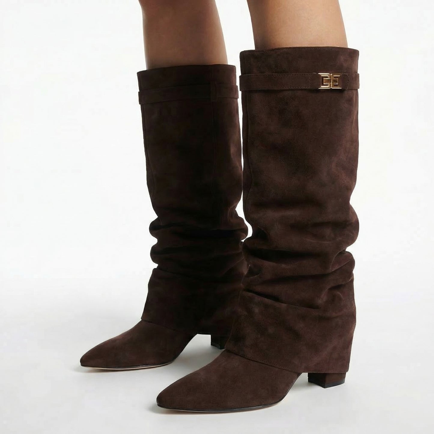 Maëlle Women’s Slouchy Suede Knee-High Boots Buckle