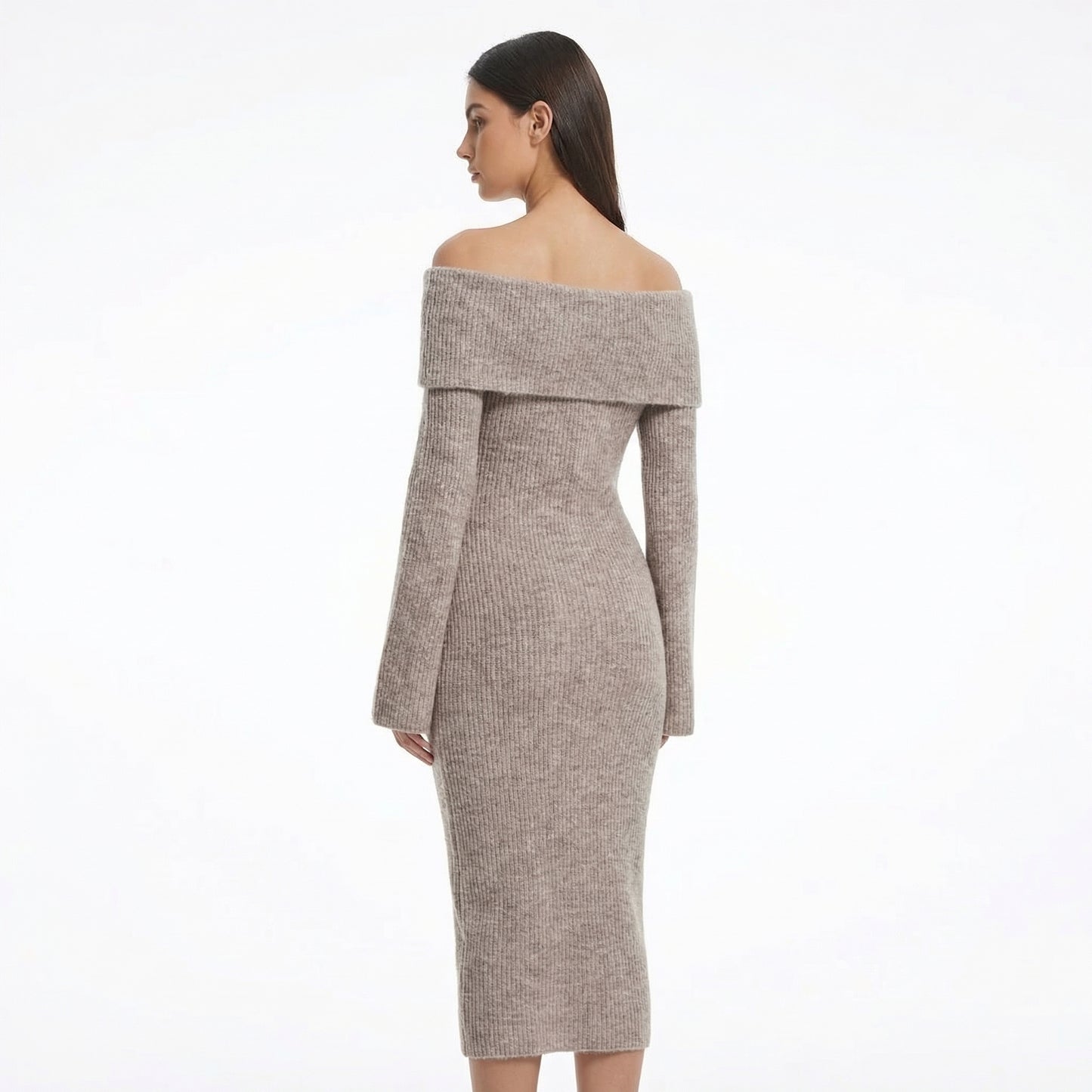 Maëlys | Women’s Off-Shoulder Knit Midi Dress with Hardware