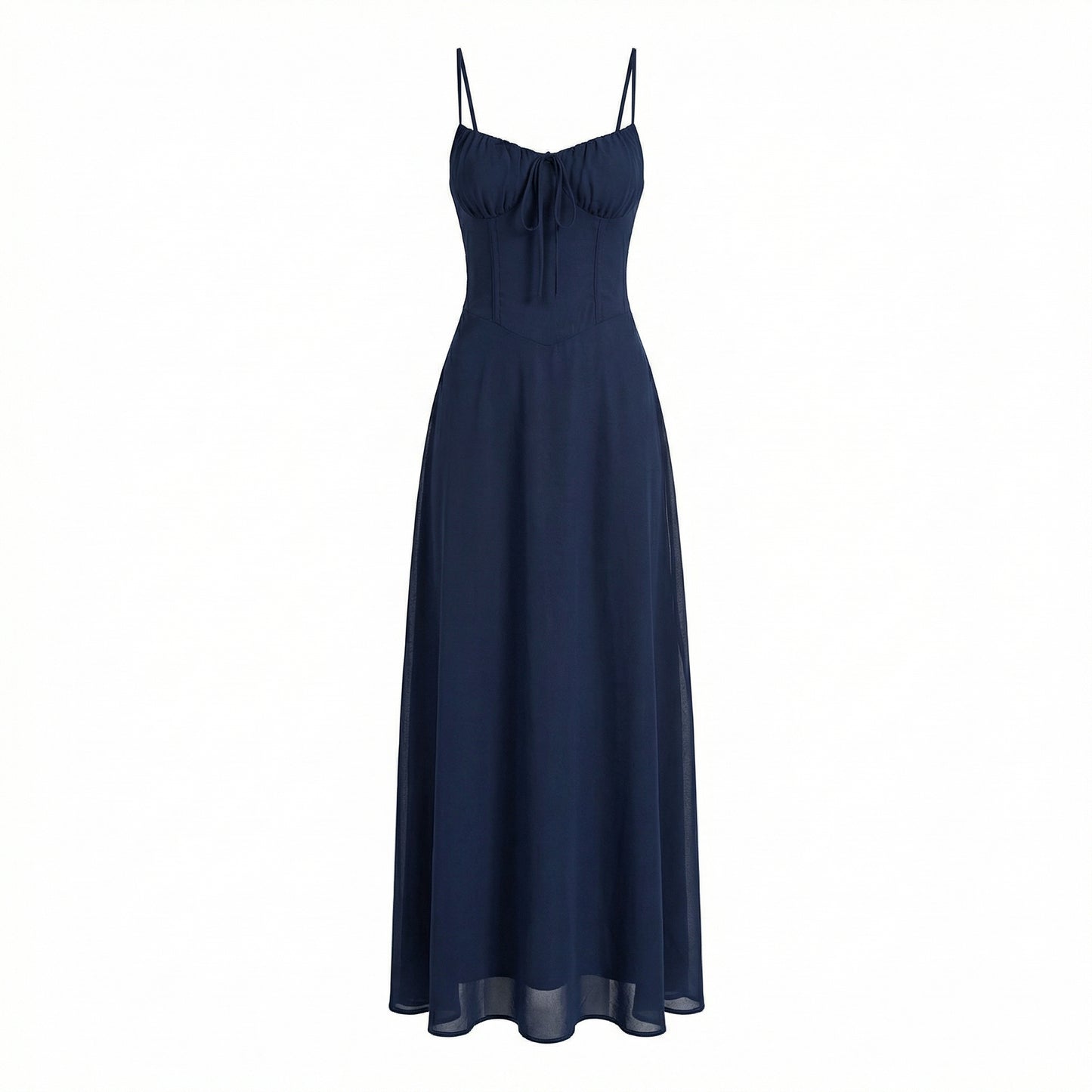 Magdalena Women's Corset Bodice Maxi Dress, Spaghetti Strap Tie Back