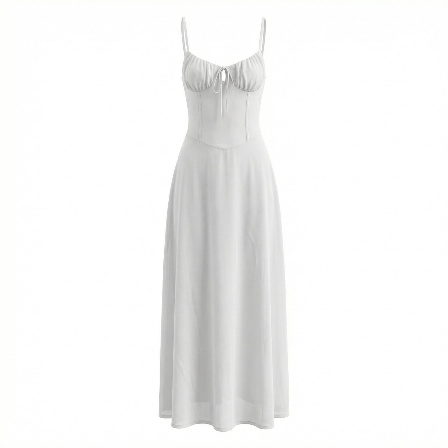Magdalena Women's Corset Bodice Maxi Dress, Spaghetti Strap Tie Back
