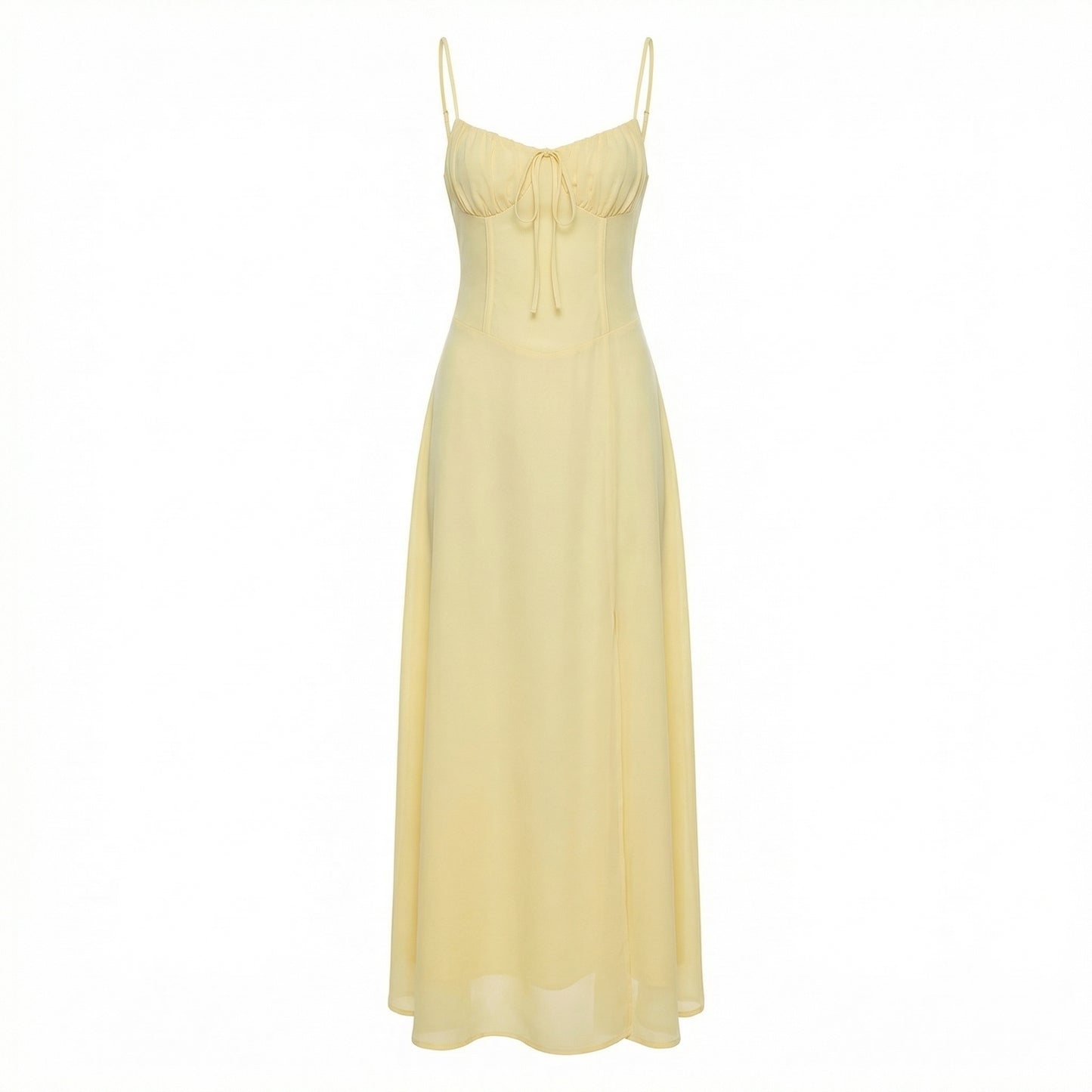 Magdalena Women's Corset Bodice Maxi Dress, Spaghetti Strap Tie Back