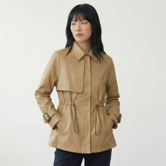 Manhattan | Sheepskin Leather Cinched-Waist Jacket