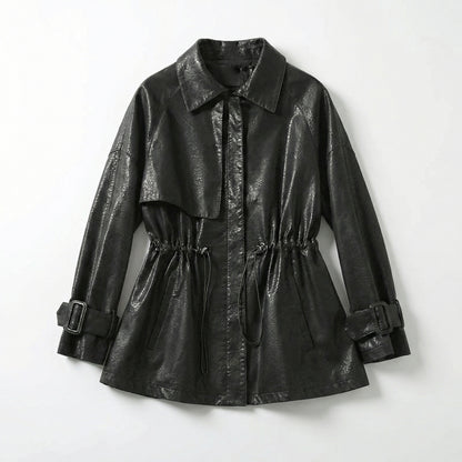 Manhattan | Sheepskin Leather Cinched-Waist Jacket