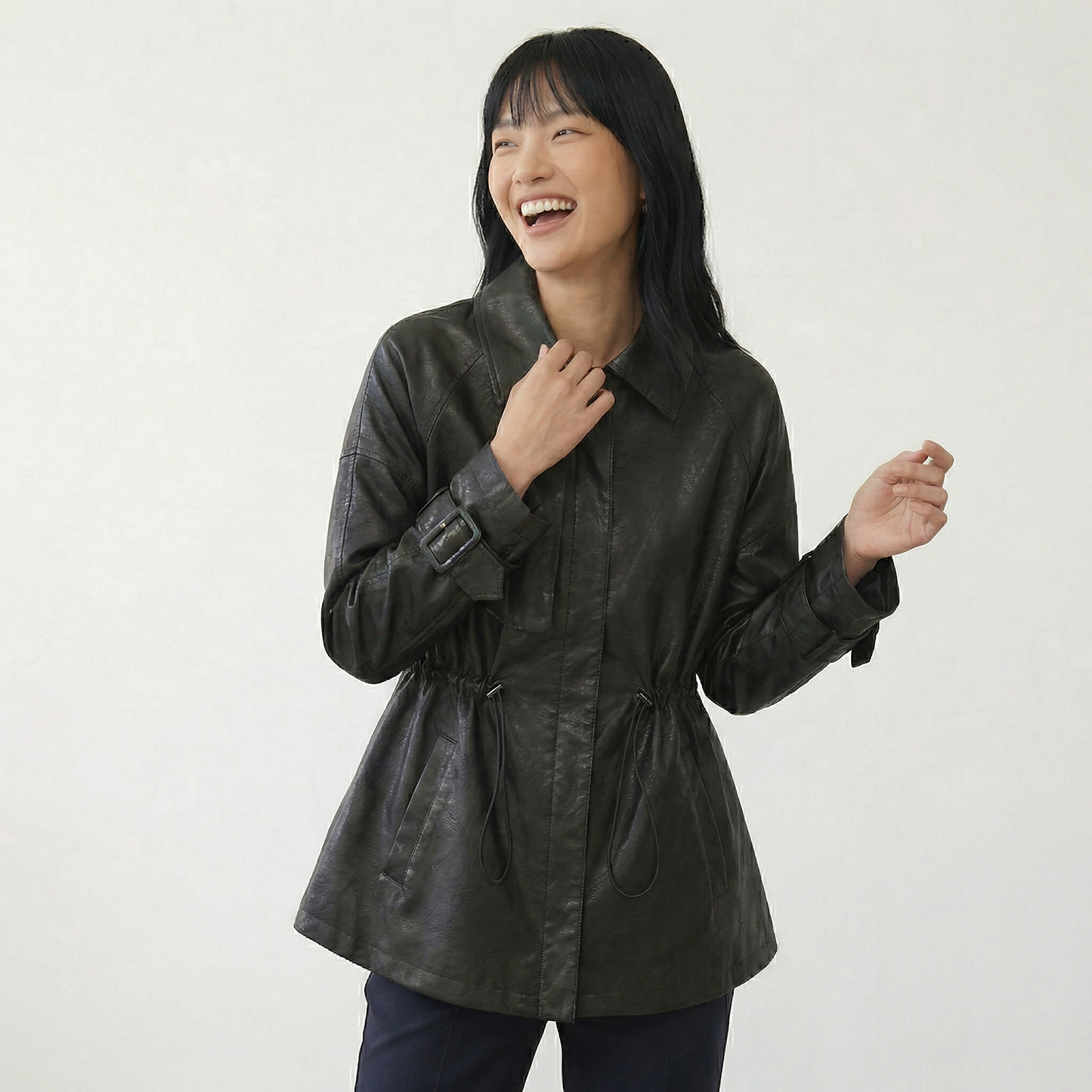 Manhattan | Sheepskin Leather Cinched-Waist Jacket