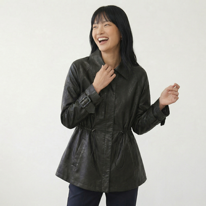 Manhattan | Sheepskin Leather Cinched-Waist Jacket