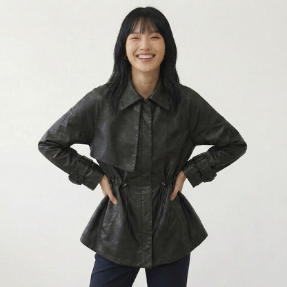 Manhattan | Sheepskin Leather Cinched-Waist Jacket