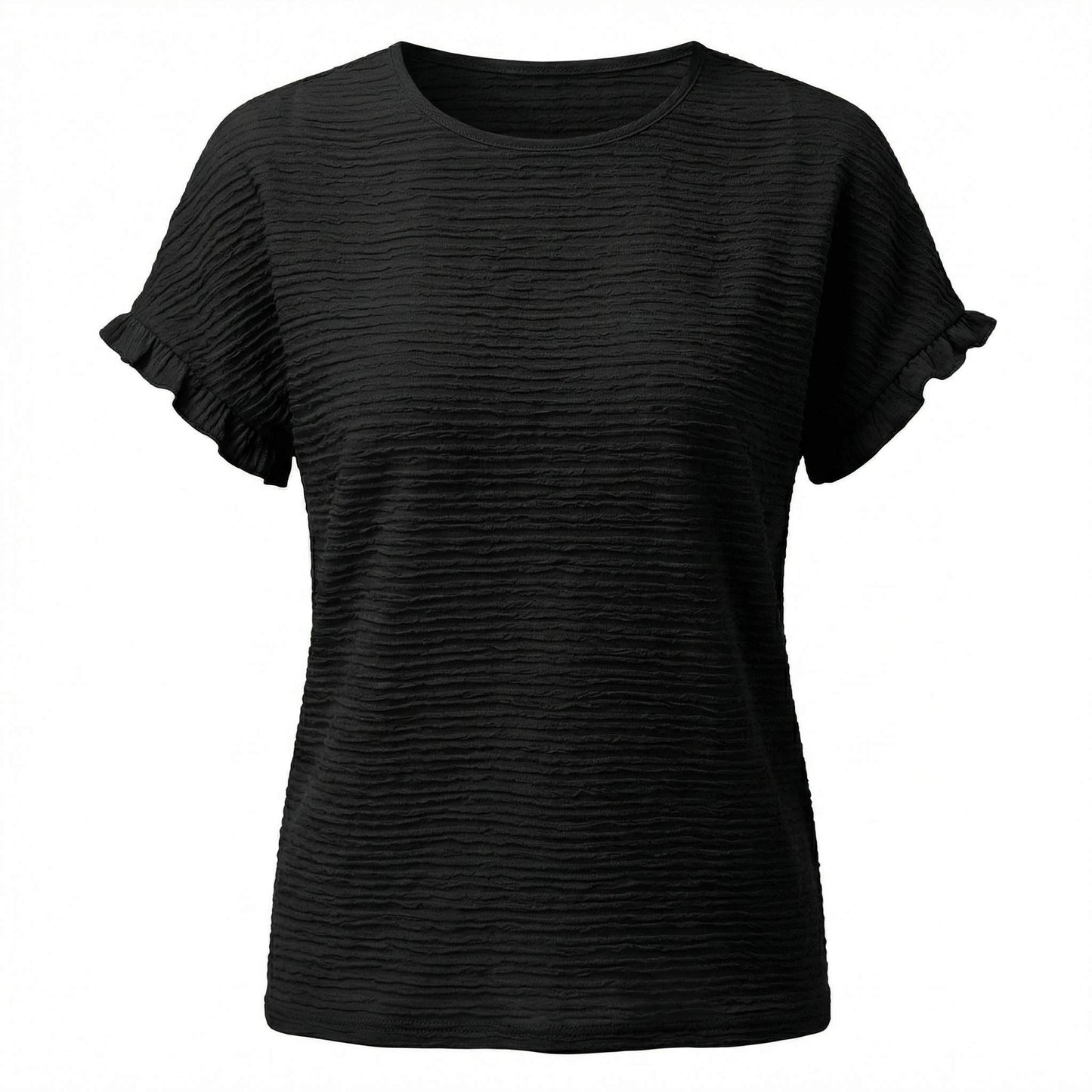 Margot | Women’s Polyester Short-Sleeve Crewneck T-Shirt Ruffle-Sleeve