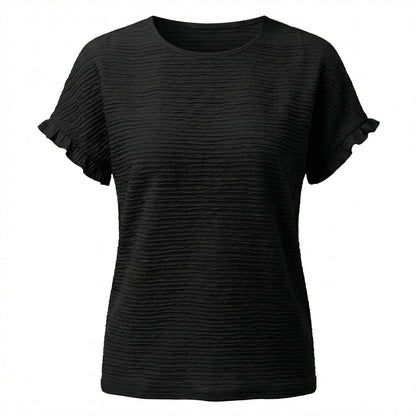 Margot | Women’s Polyester Short-Sleeve Crewneck T-Shirt Ruffle-Sleeve