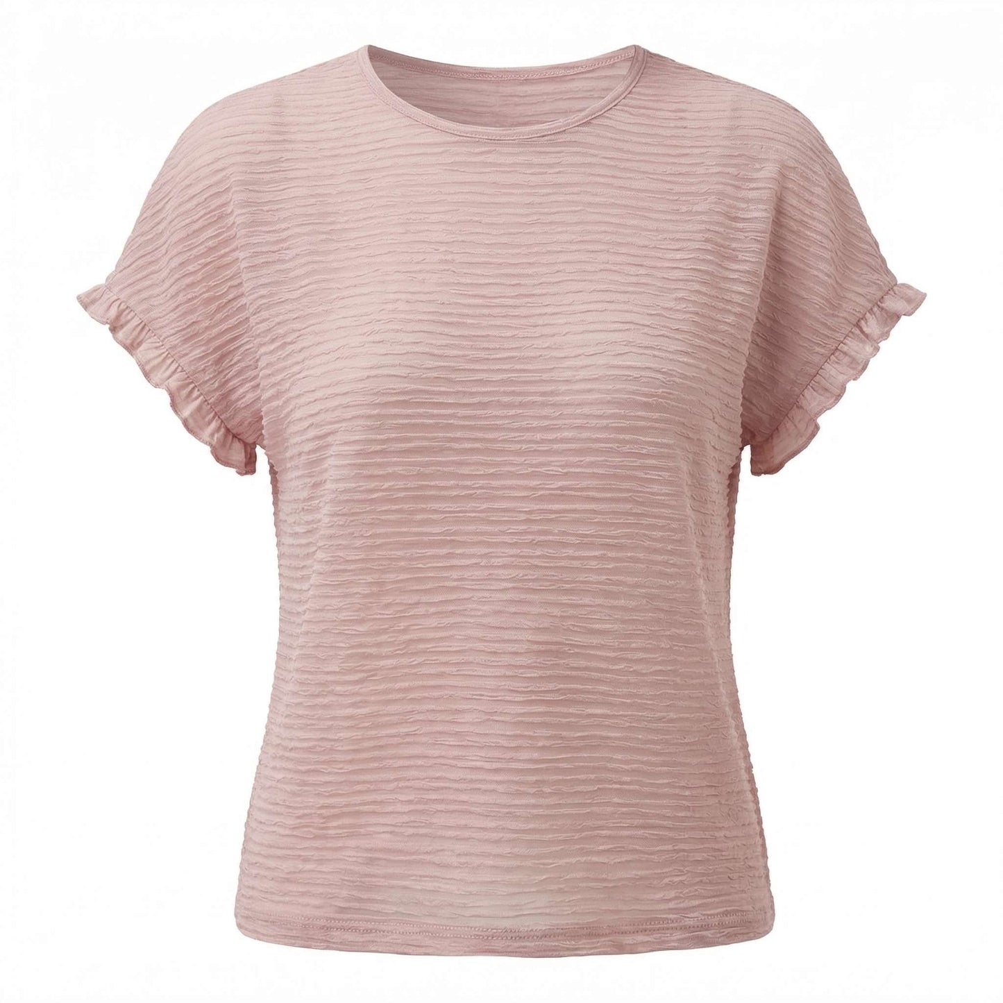 Margot | Women’s Polyester Short-Sleeve Crewneck T-Shirt Ruffle-Sleeve