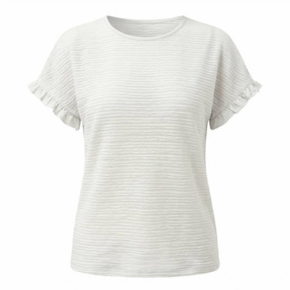 Margot | Women’s Polyester Short-Sleeve Crewneck T-Shirt Ruffle-Sleeve