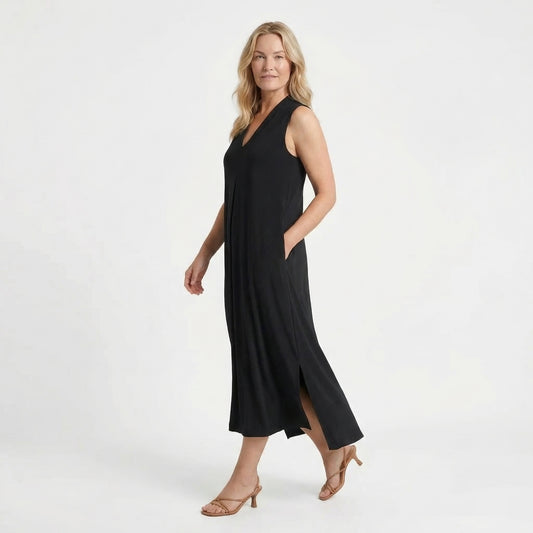 Marianne Women’s Polyester Sleeveless Maxi Dress V-Neck