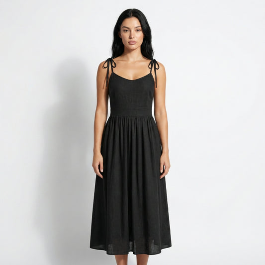 Noémie Women’s Tie-Strap Gathered Midi Dress