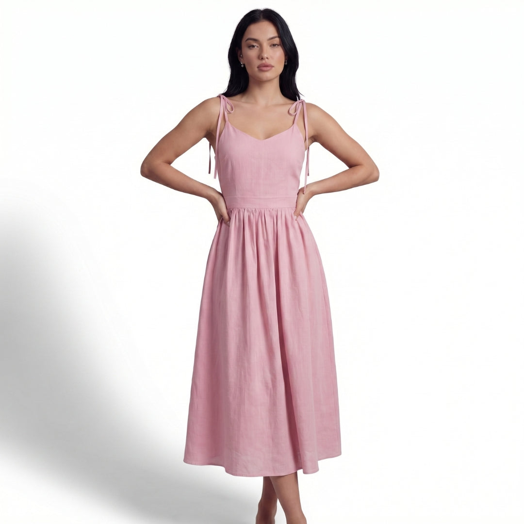 Noémie Women’s Tie-Strap Gathered Midi Dress