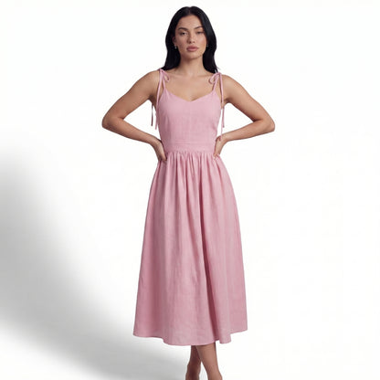 Noémie Women’s Tie-Strap Gathered Midi Dress