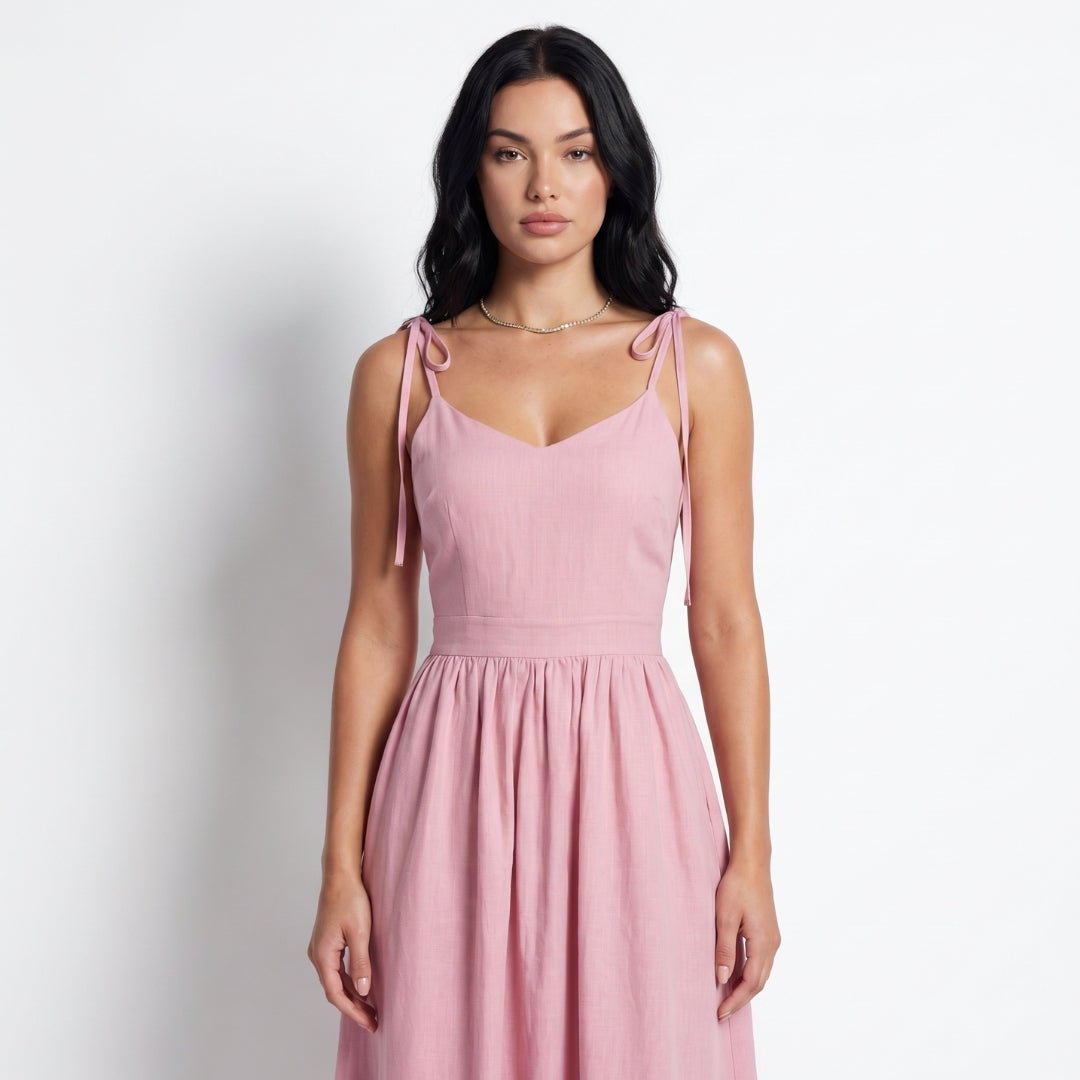 Noémie Women’s Tie-Strap Gathered Midi Dress