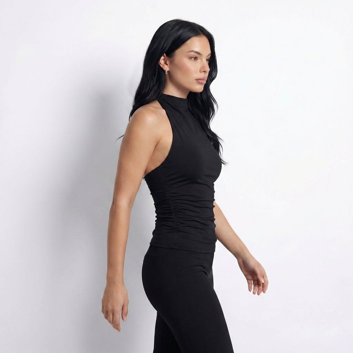 Nova Women's Ruched Halter Neck Top, Open Back