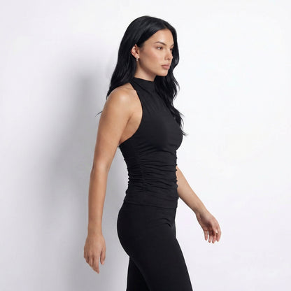 Nova Women's Ruched Halter Neck Top, Open Back