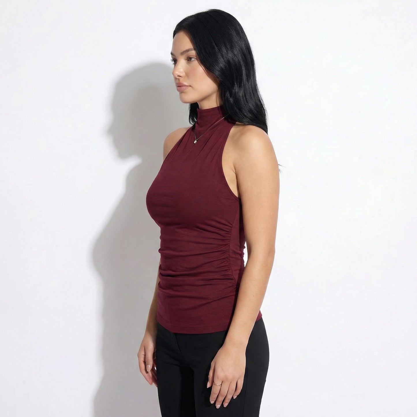 Nova Women's Ruched Halter Neck Top, Open Back
