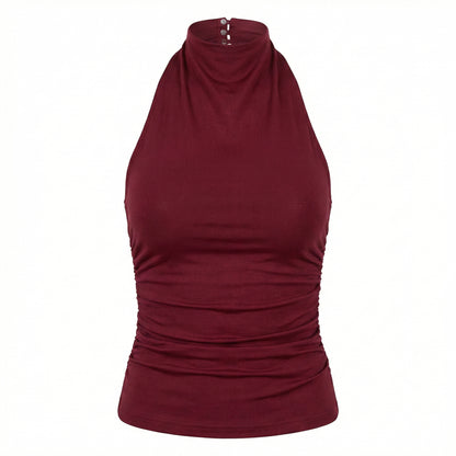 Nova Women's Ruched Halter Neck Top, Open Back