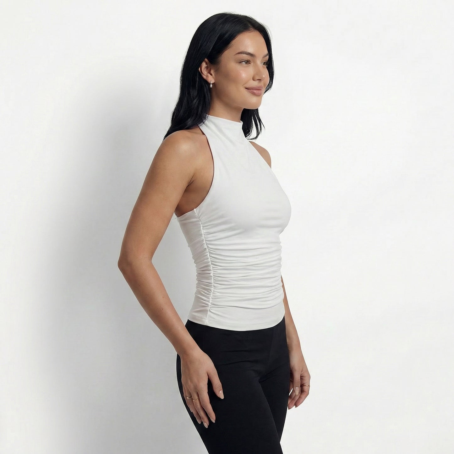 Nova Women's Ruched Halter Neck Top, Open Back
