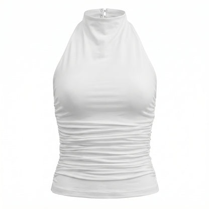 Nova Women's Ruched Halter Neck Top, Open Back