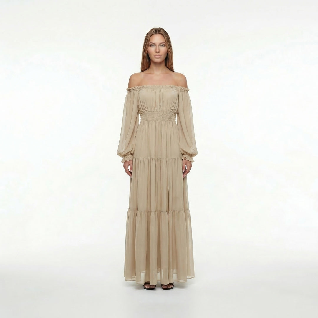 Océane | Women’s Off-Shoulder Long-Sleeve Maxi Dress with Slit