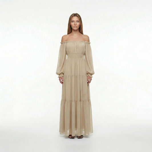 Océane | Women’s Off-Shoulder Long-Sleeve Maxi Dress with Slit