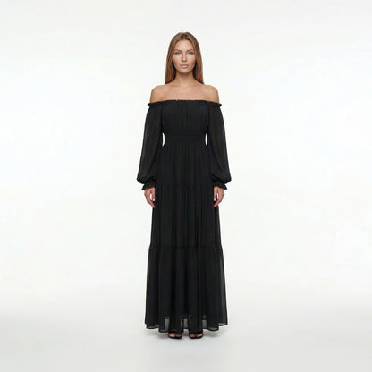 Océane | Women’s Off-Shoulder Long-Sleeve Maxi Dress with Slit