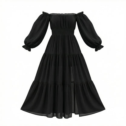 Océane | Women’s Off-Shoulder Long-Sleeve Maxi Dress with Slit