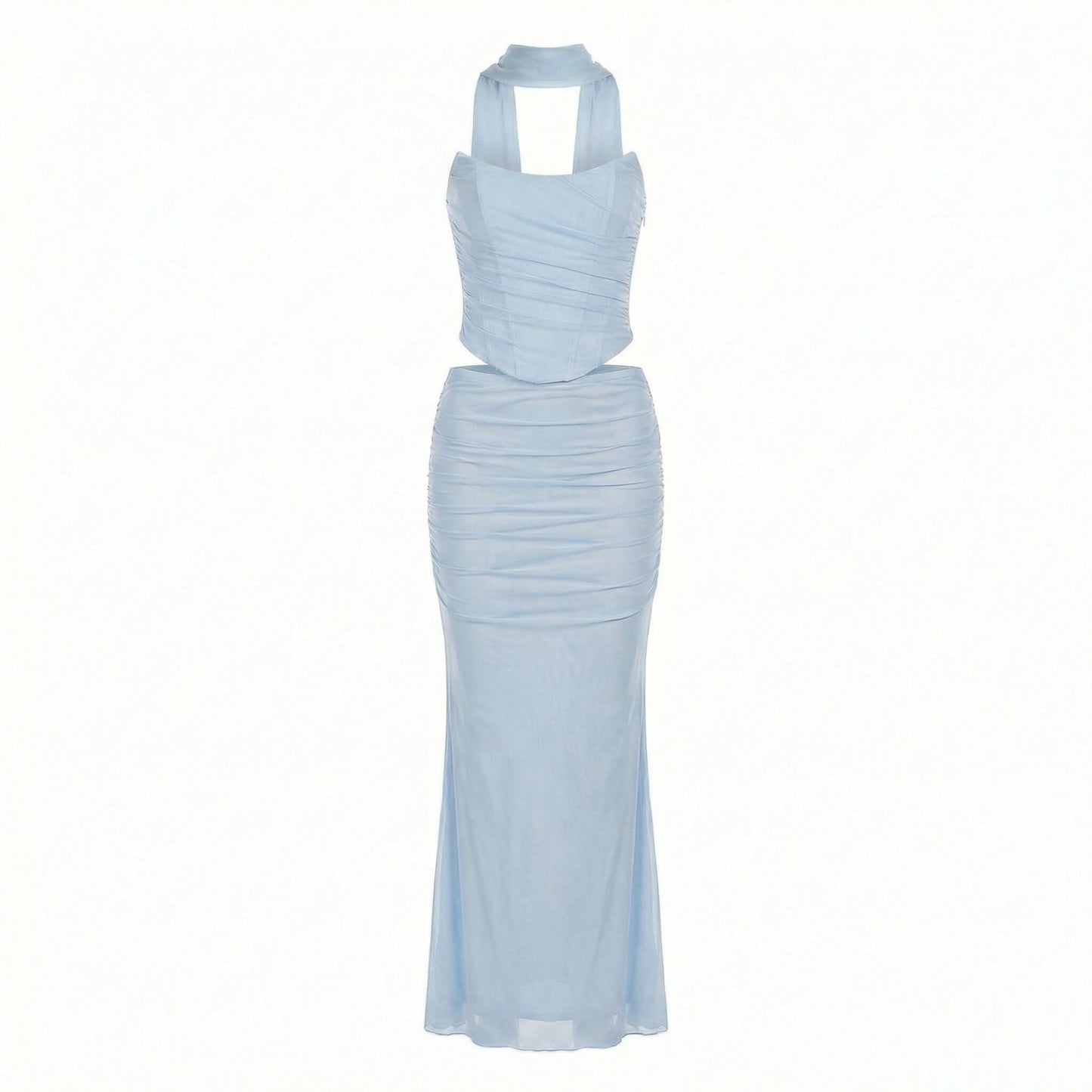 Océane | Women’s Mesh Corset Maxi Skirt Set, Boned