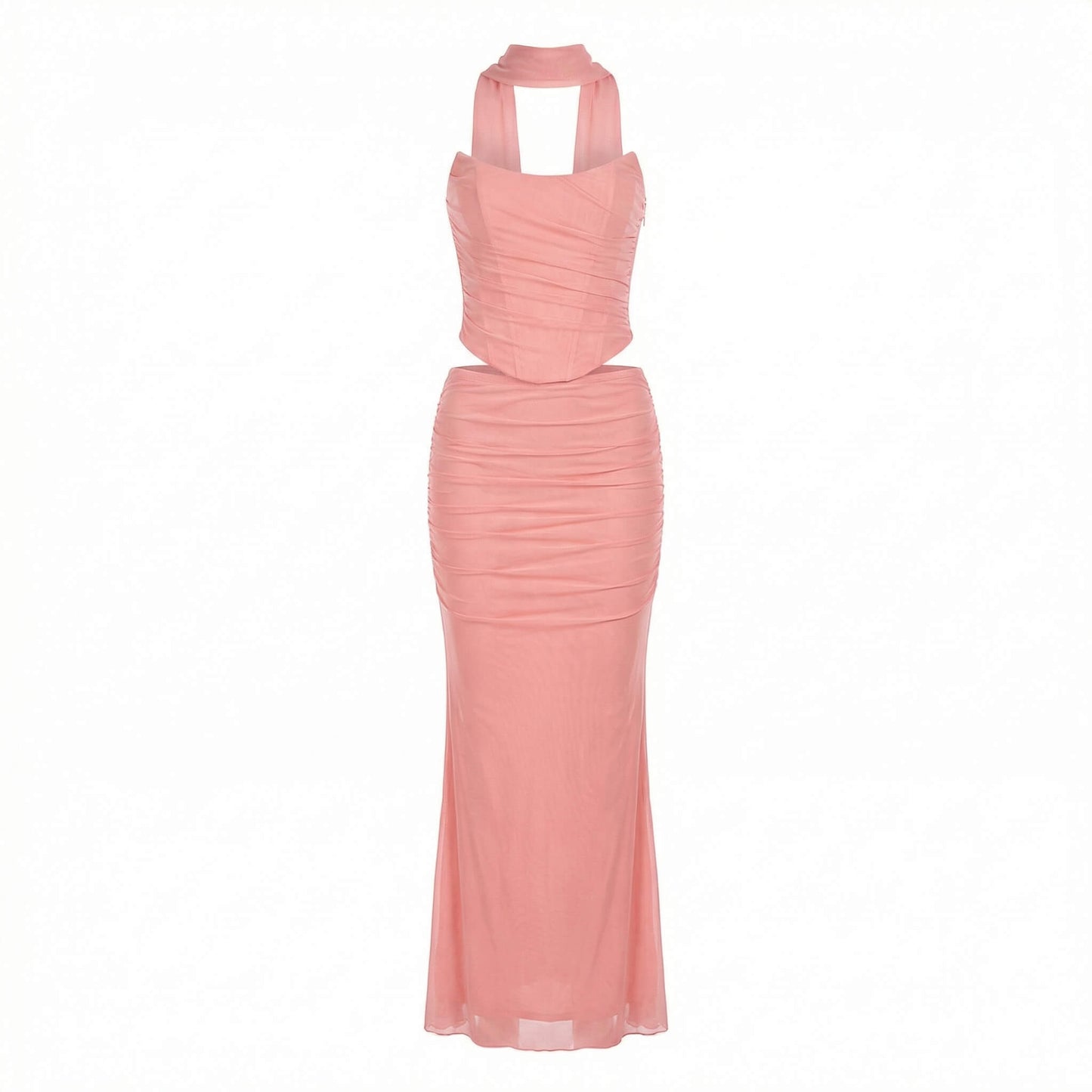 Océane | Women’s Mesh Corset Maxi Skirt Set, Boned