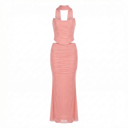 Océane | Women’s Mesh Corset Maxi Skirt Set, Boned