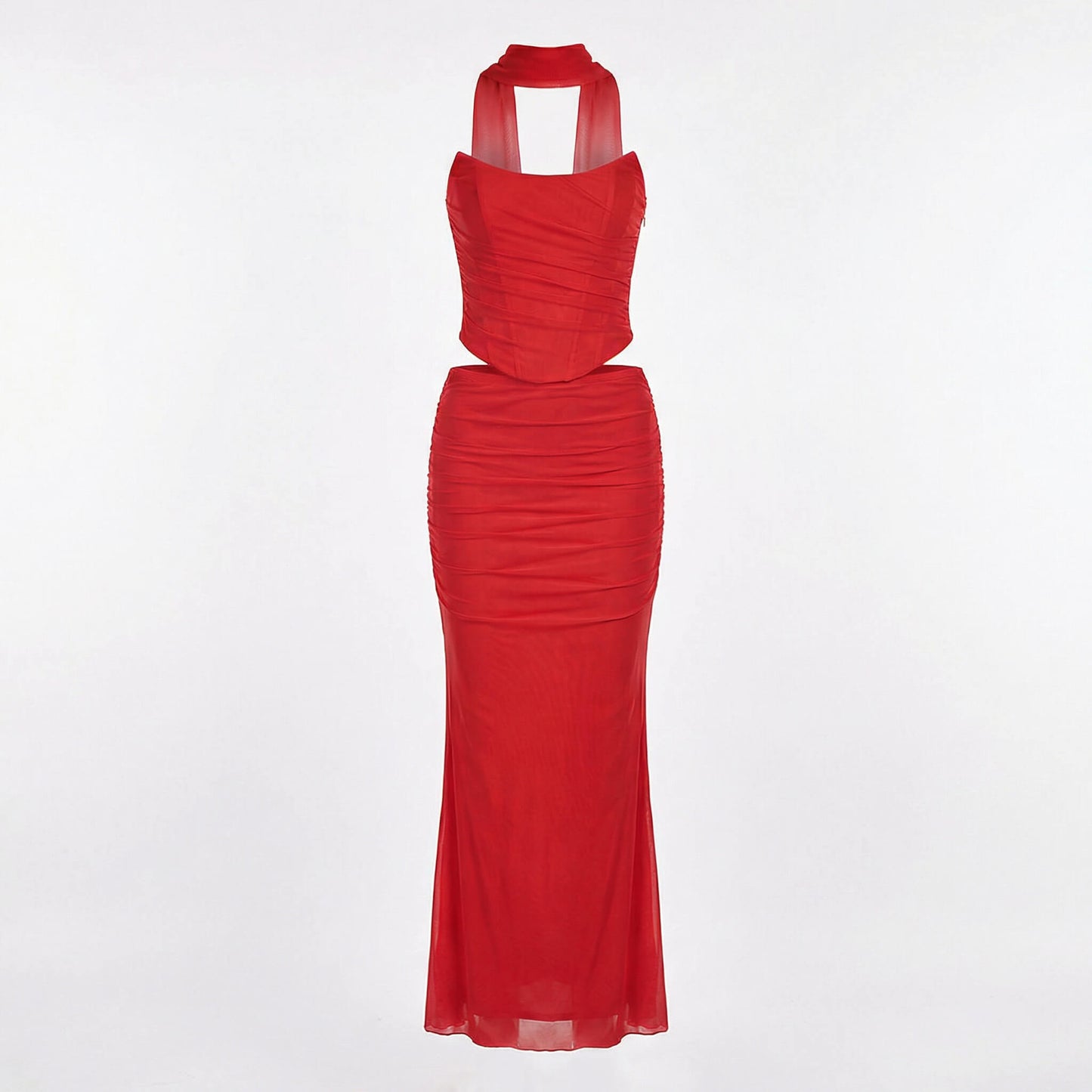 Océane | Women’s Mesh Corset Maxi Skirt Set, Boned