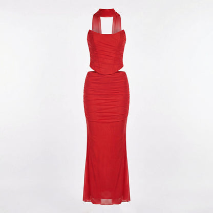 Océane | Women’s Mesh Corset Maxi Skirt Set, Boned