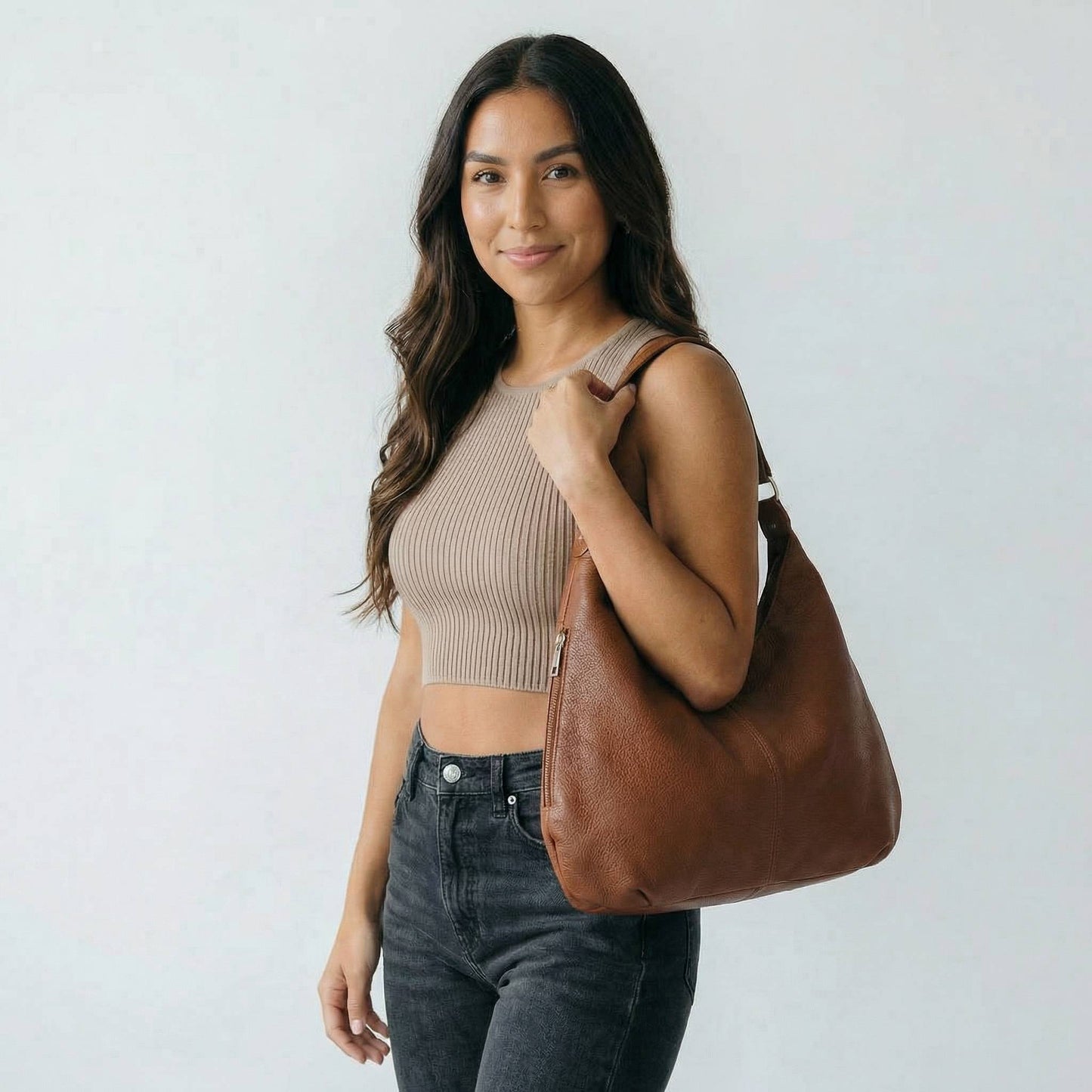 Odette | Women’s Vegan Leather Hobo Bag Zip