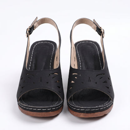 Olive Women's Cutout Block Heel Sandals, Slingback Peep Toe Buckle