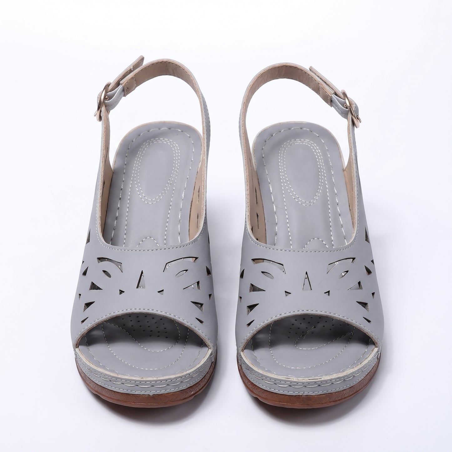 Olive Women's Cutout Block Heel Sandals, Slingback Peep Toe Buckle