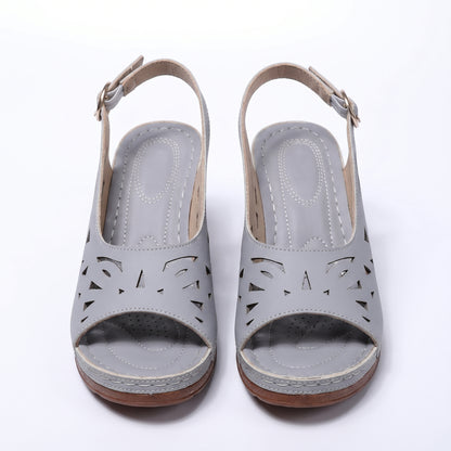 Olive Women's Cutout Block Heel Sandals, Slingback Peep Toe Buckle