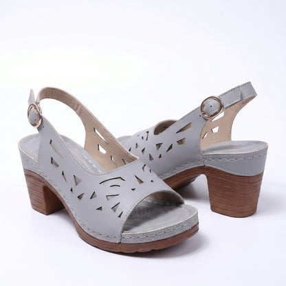 Olive Women's Cutout Block Heel Sandals, Slingback Peep Toe Buckle