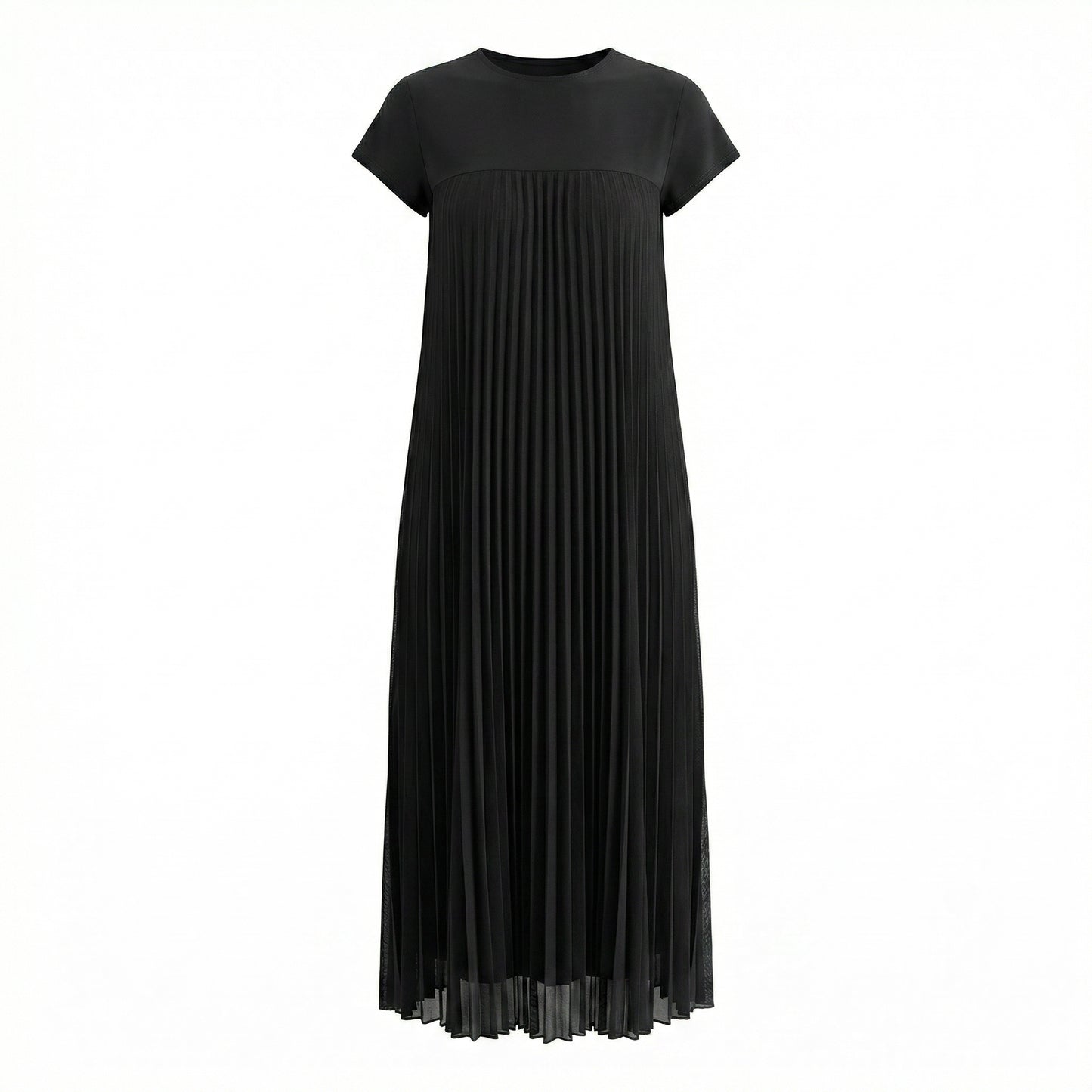 Petra Women's Pleated Oversized Maxi Dress, Sleeveless Round Neck