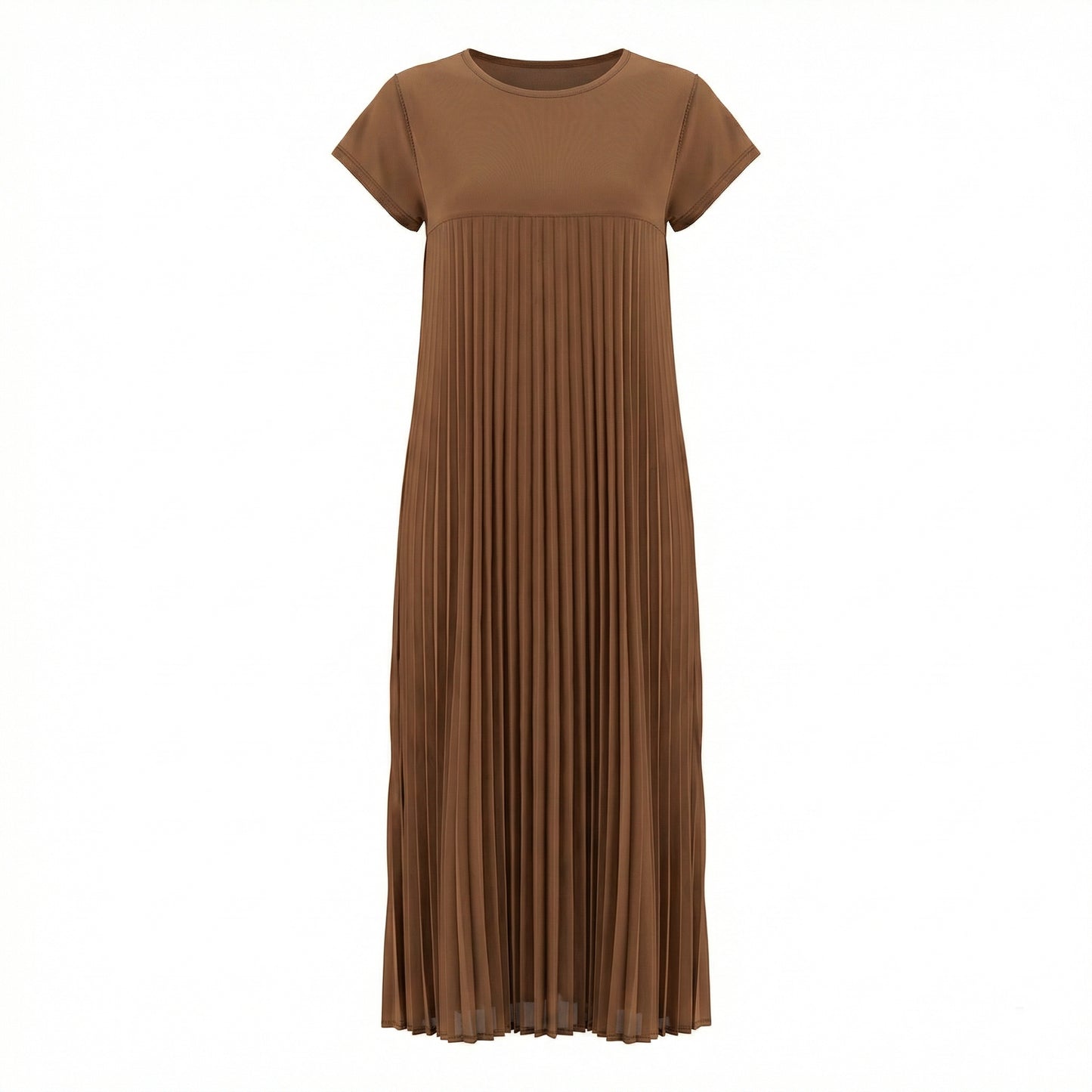 Petra Women's Pleated Oversized Maxi Dress, Sleeveless Round Neck
