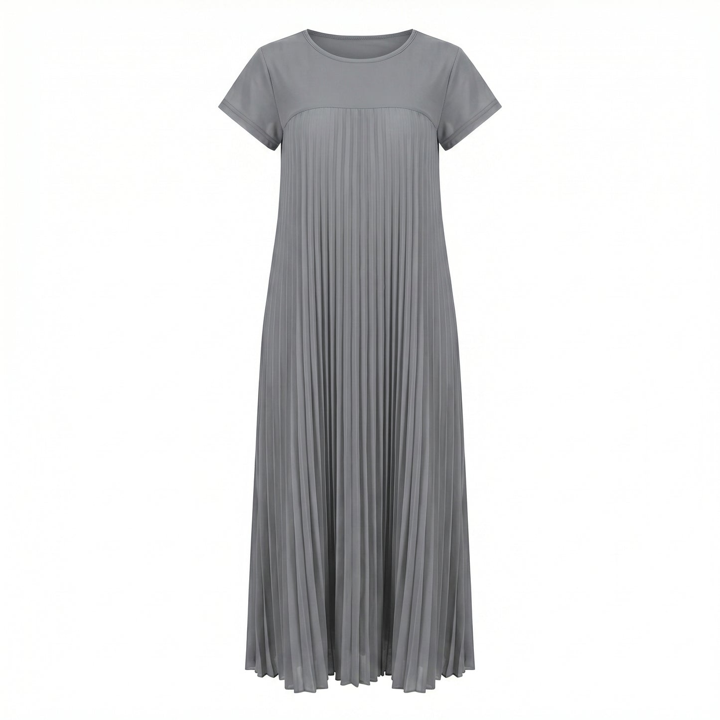 Petra Women's Pleated Oversized Maxi Dress, Sleeveless Round Neck