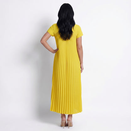 Petra Women's Pleated Oversized Maxi Dress, Sleeveless Round Neck