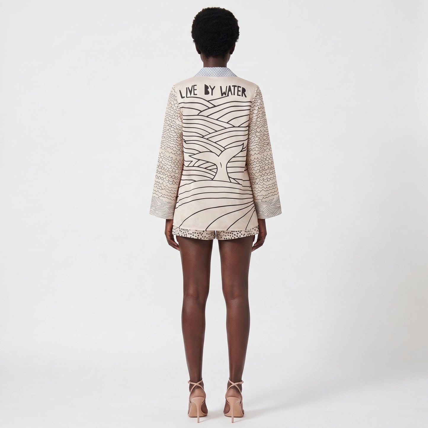 Raya Women's Two-Piece Set Printed Shirt, Mini Shorts