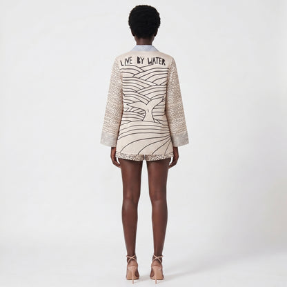 Raya Women's Two-Piece Set Printed Shirt, Mini Shorts