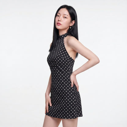 Remi Women's Mini Dress Polka Dot Bodycon, Halter Neck