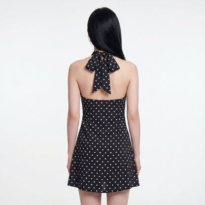 Remi Women's Mini Dress Polka Dot Bodycon, Halter Neck